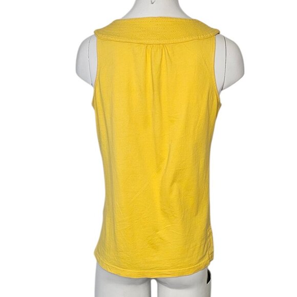 Lilly Pulitzer Womens Slit Front Tank Top Size XS Yellow Stitching Neckline - Picture 4 of 9